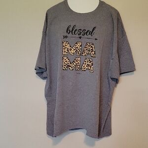Gildan Gray 'Blessed Mama' Short Sleeve Tee